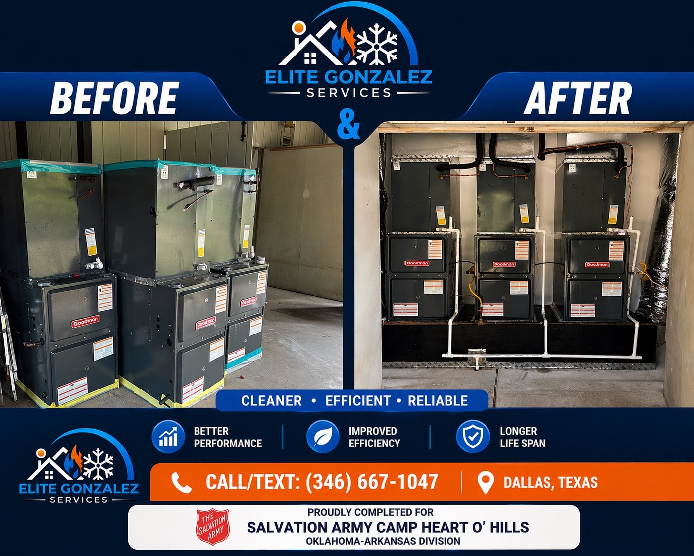 Before and after air handler project